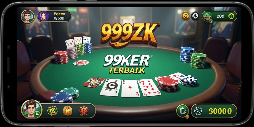 Screenshot menunjukkan gameplay seru dari permainan Poker 999ZK.