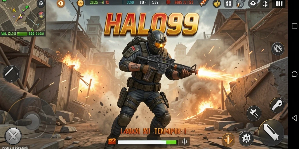 Tampilan menarik dari gameplay intens dalam HALO99.
